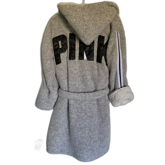 Victoria’s Secret PINK Hooded Sherpa lined Robe M/L - Picture 4 of 12